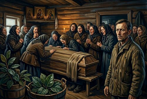 Родные оплакивают Матрёну.