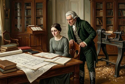 Старый князь Болконский учит княжну Марью геометрии