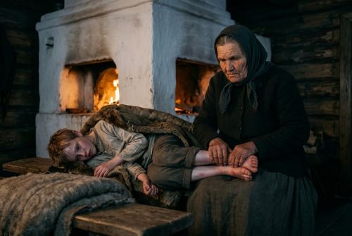 Катерина Петровна лечит заболевшего Витю.